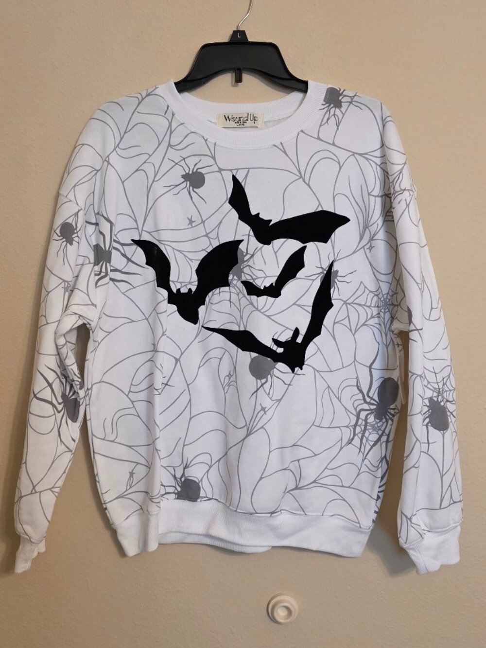White & Black Halloween Sweatshirt NWT Size L